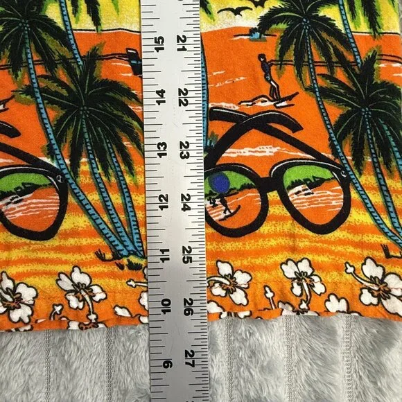 In Gear VTG Hawaiian Shirt Mens M Resort Orange Palms Sunglasses Beach Rayon - Picture 6 of 7